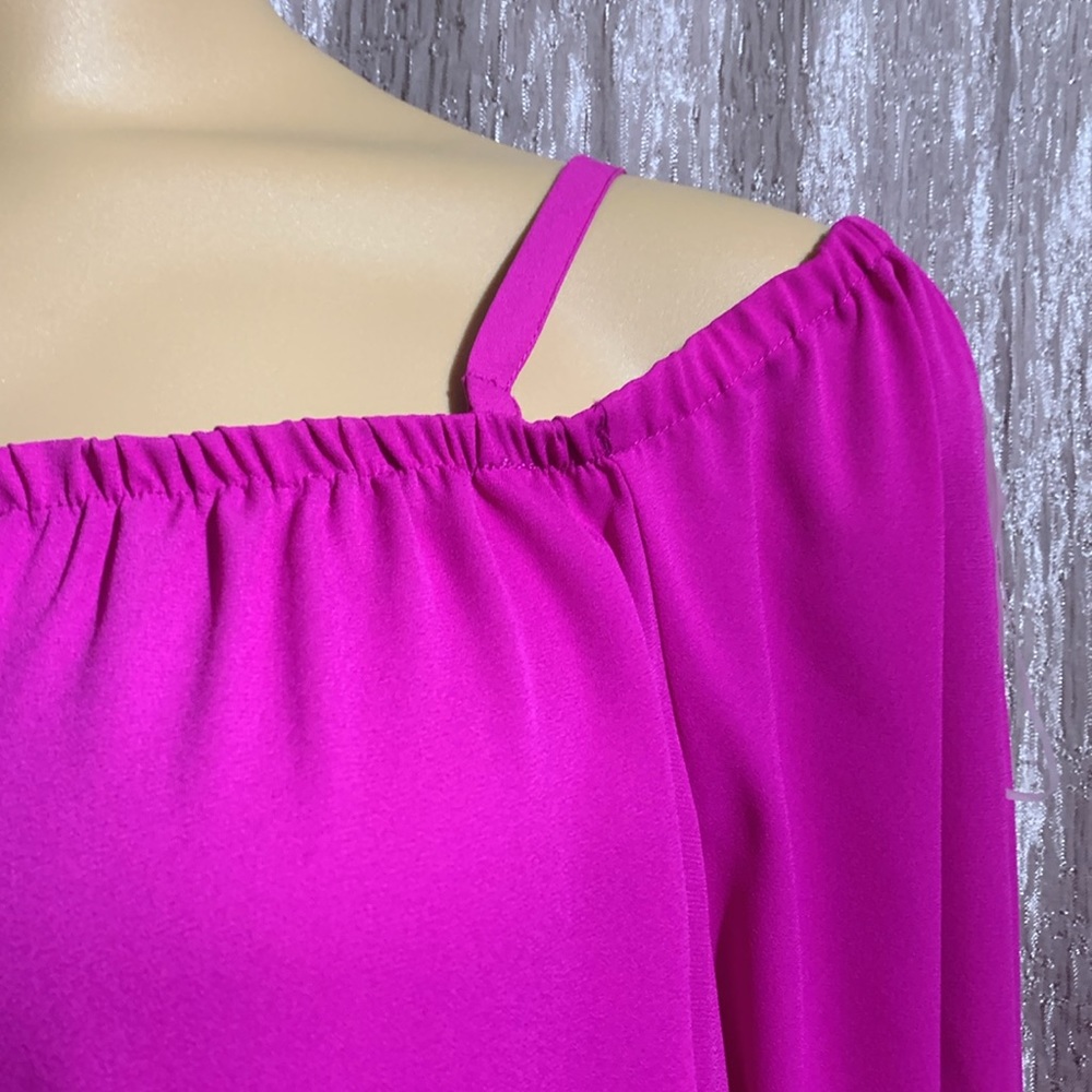 INC International Concepts Top Blouse 2X NWT Pink/Purple/Magenta Flame Stretchy - Picture 7 of 16